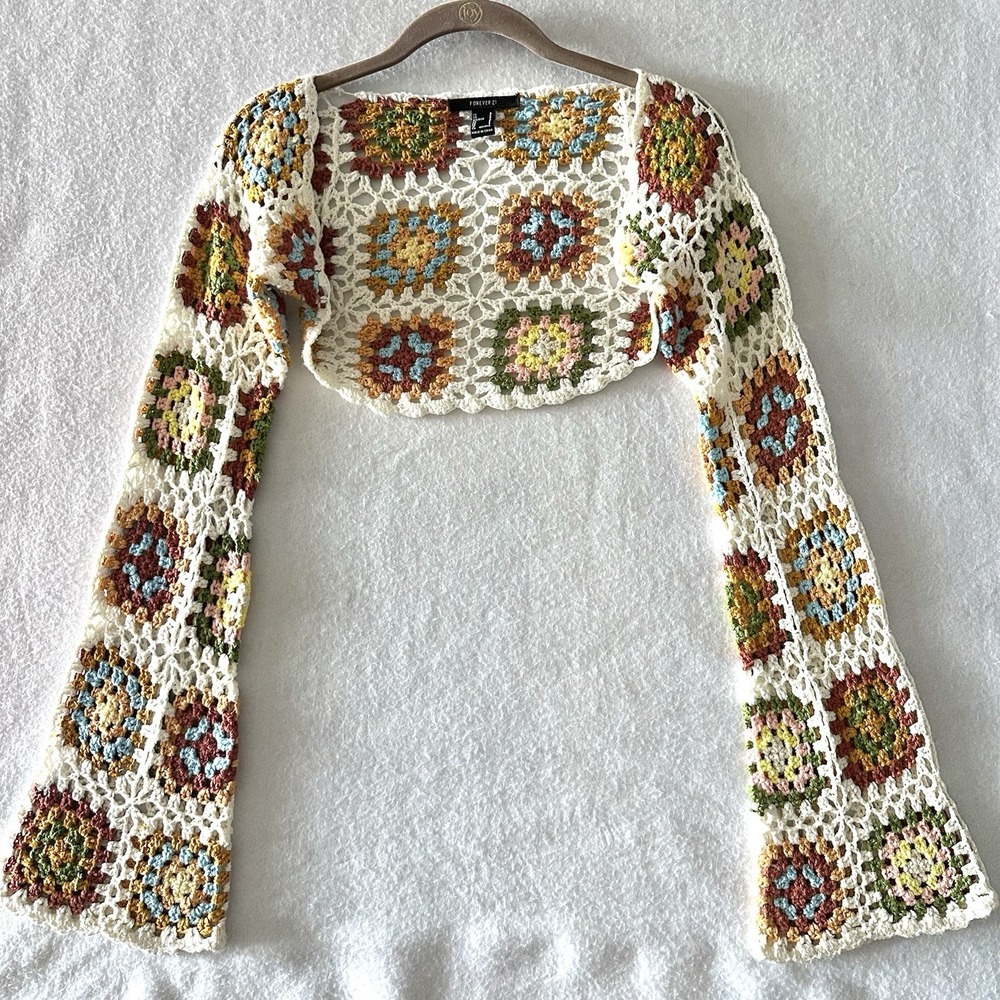 Forever 21 Multicolor Crochet Cardigan